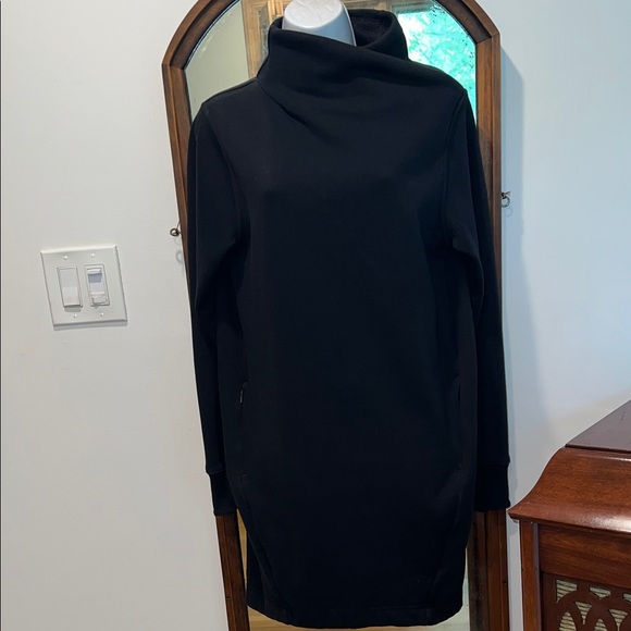 Athleta Cozy Karma Black Mock Neck Fleece Dress S - Picture 3 of 9